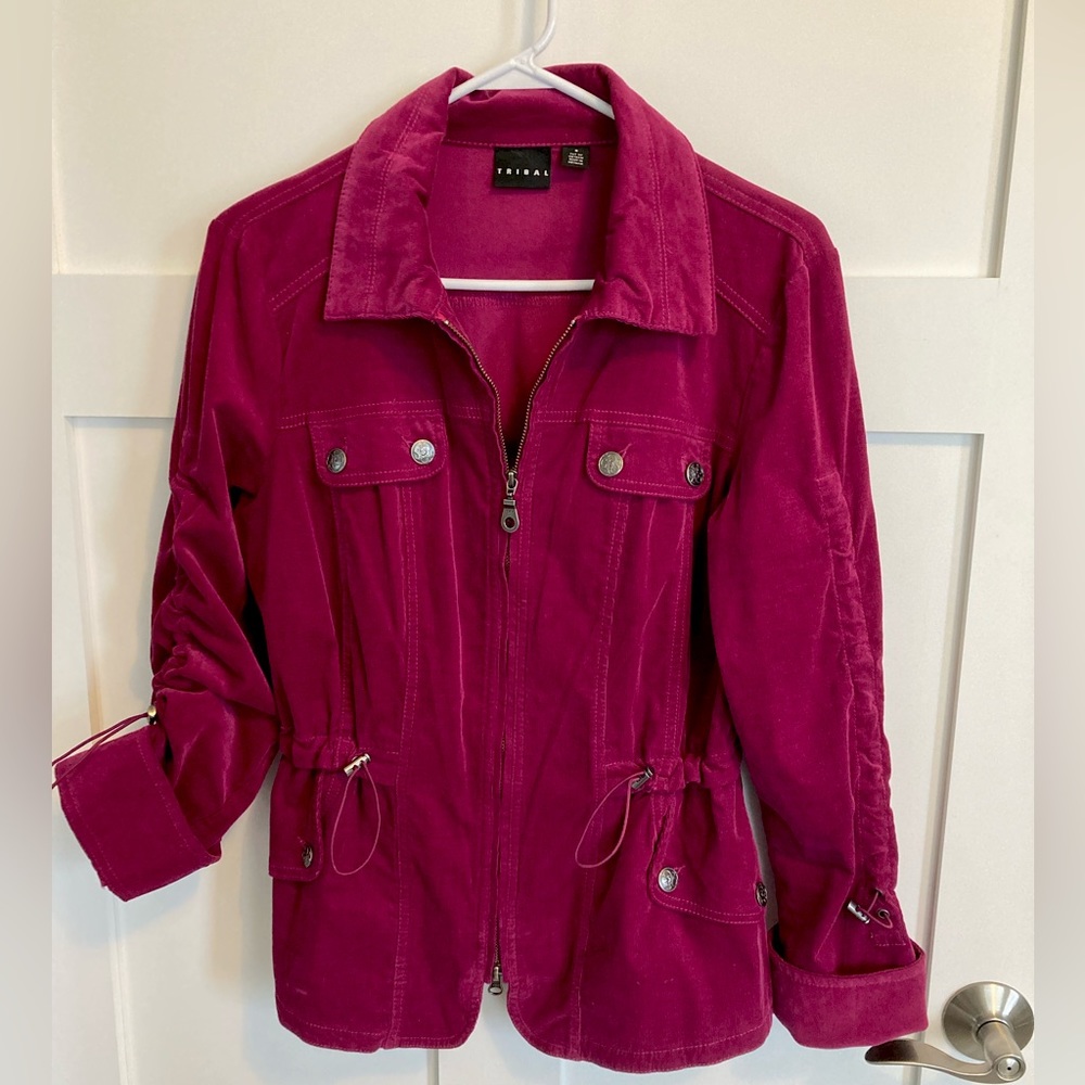 Tribal brand jacket in magenta. Size 8. Fine wale corduroy.